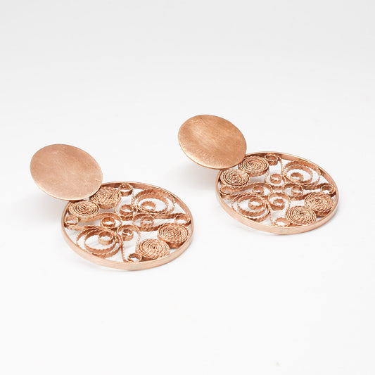 Handmade tapestry copper earrings