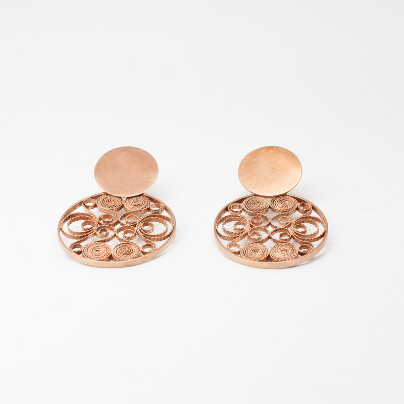 Tapestry Copper Earrings — Woven Classic | Lotus | Atefeh Bakhtiari for Gieleh — detail
