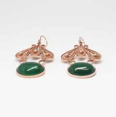 Tapestry Copper Earrings — Green Stone