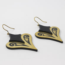 Handcrafted Suede & Etched Brass Earrings — Black & Gold | 2sheen Collection