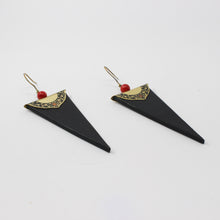 Brass Plate Leather Earrings — Black & Gold | 2sheen Collection