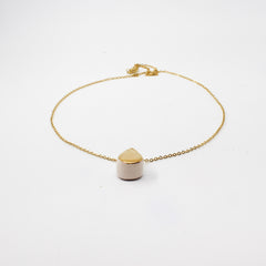 Ceramic Pendant Necklace — Pink & Gold