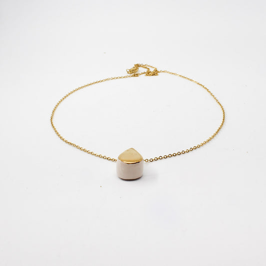 Handmade gold plated necklace, pink, gold