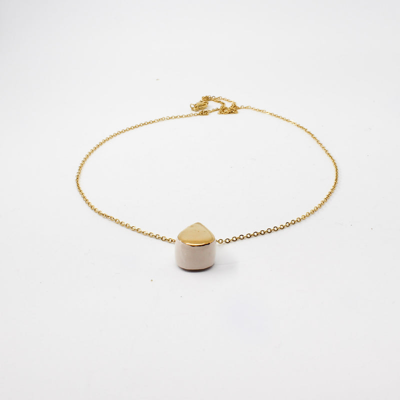 Handmade gold plated necklace, pink, gold