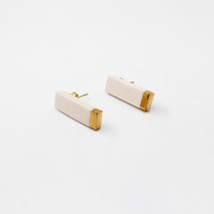 Ceramic Bar Earrings — Pink & Gold