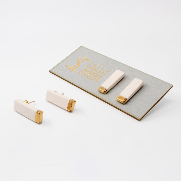 Handmade gold plated earrings, pink, gold