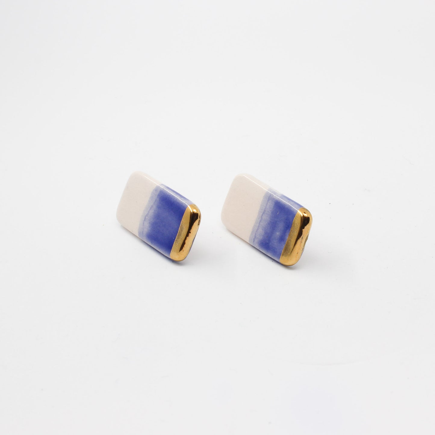Handmade gold plated earrings, black, cream, gold