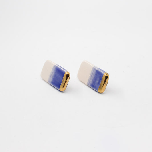 Handmade gold plated earrings, black, cream, gold