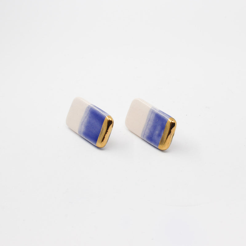 Handmade gold plated earrings, black, cream, gold
