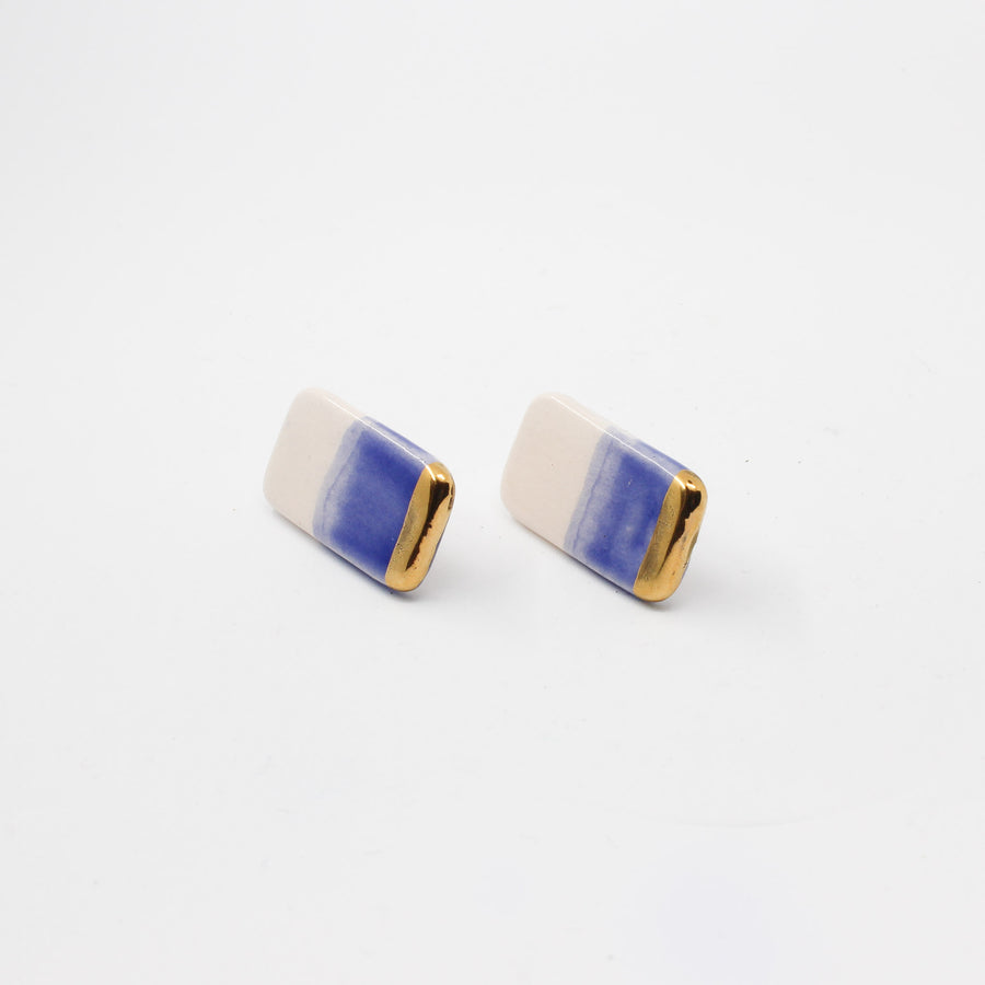 Handmade gold plated earrings, black, cream, gold