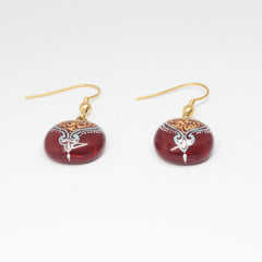 Fused Glass Earrings — Red & Gold