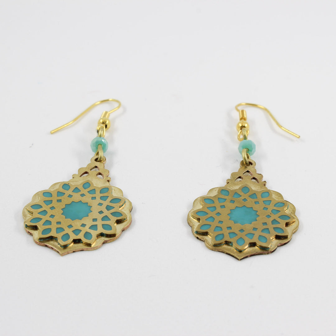 Brass Drop Earrings — Gold &amp; Turquoise | Siin Collection