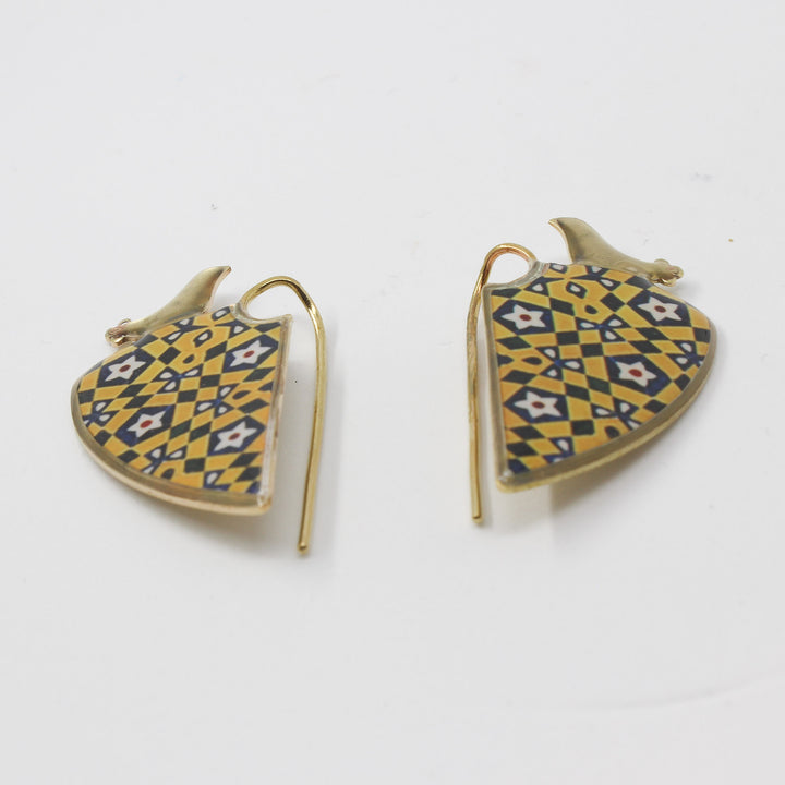Geometric Brass Earrings — Gold, Black &amp; Yellow | Siin Collection