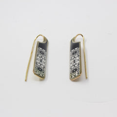 Brass & Enamel Bar Earrings — Black & White