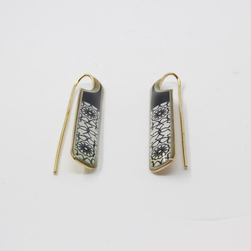 Miniature Brass Earrings — Gold & Black | Siin Collection — detail