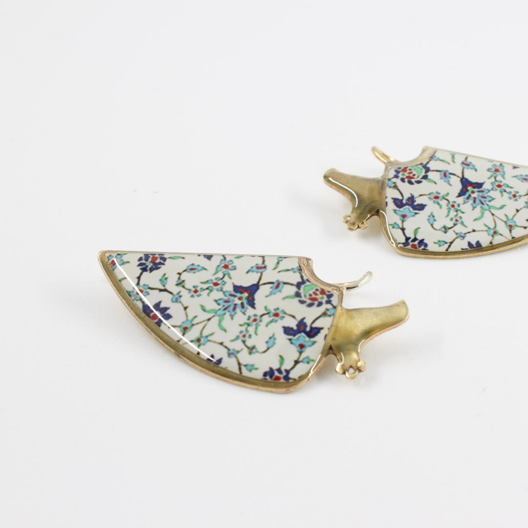 Iranian Handcrafted Brass Earrings — Gold &amp; White | Siin Collection