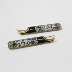 Brass & Enamel Bar Earrings — Black & White