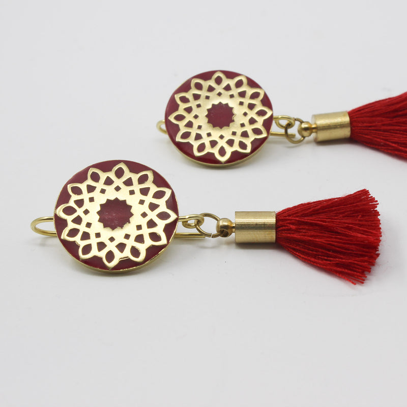Persian Circle Brass Earrings – Gold & Red Brass — detail