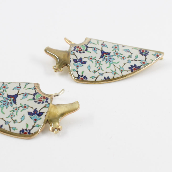 Iranian Handcrafted Brass Earrings — Gold &amp; White | Siin Collection