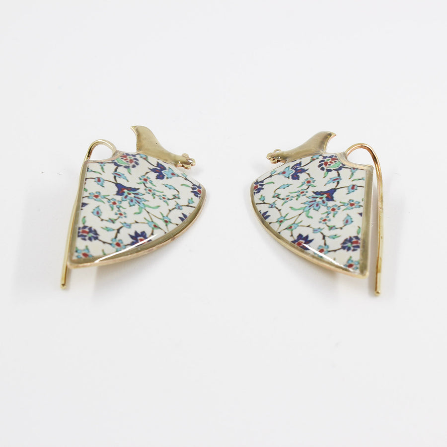 Handcrafted Brass Earrings — Gold & White | Siin Collection